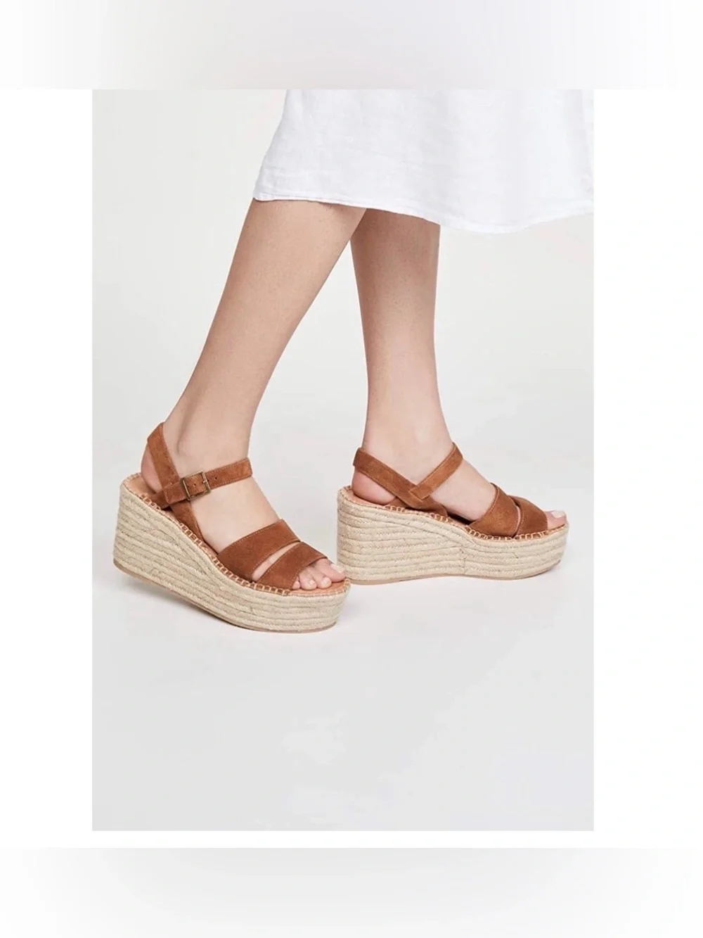 Soludos Womens Como Platform Wedge Sandals Brown suede size 6 preowned